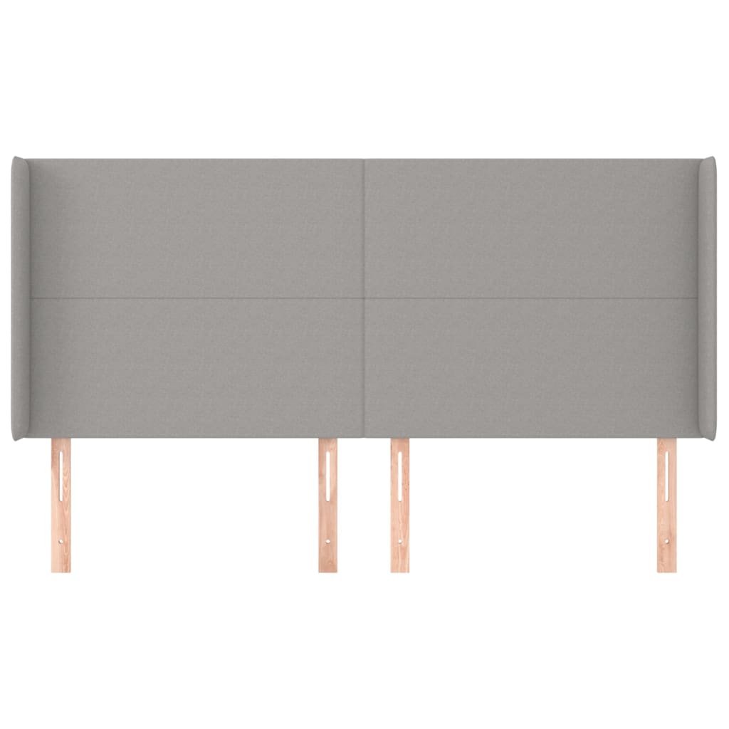Hoofdbord met randen 203x16x118/128 cm stof lichtgrijs is nu te koop bij PeponiXL, paradijselijk wonen!