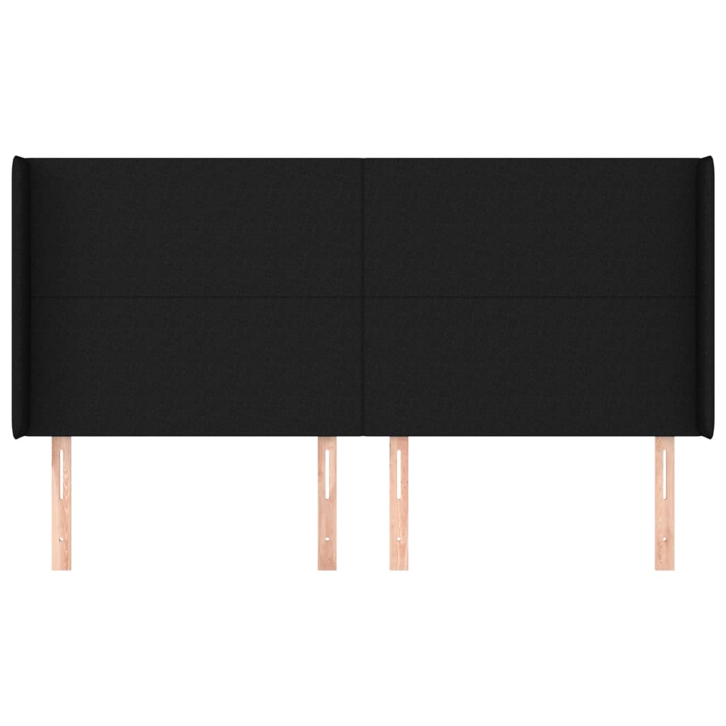 Hoofdbord met randen 203x16x118/128 cm stof zwart is nu te koop bij PeponiXL, paradijselijk wonen!