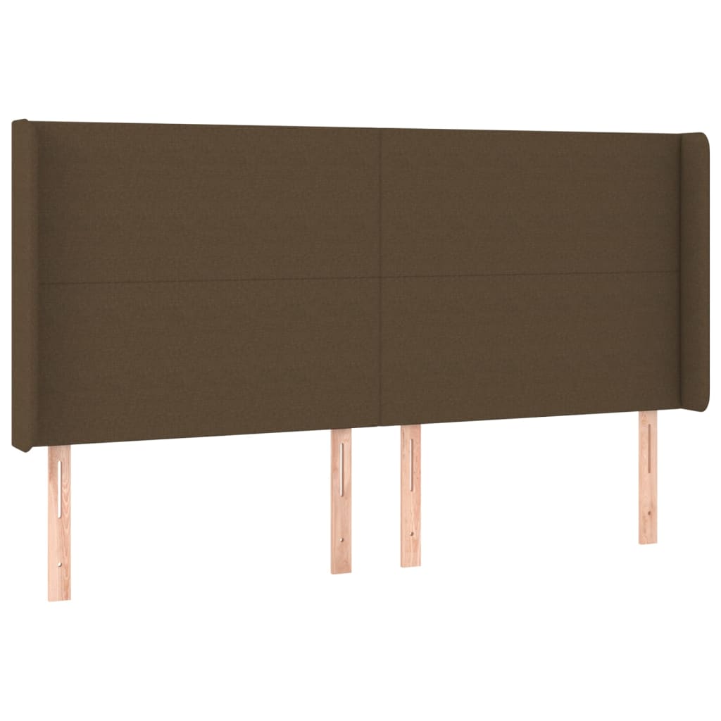 Hoofdbord met randen 203x16x118/128 cm stof donkerbruin is nu te koop bij PeponiXL, paradijselijk wonen!