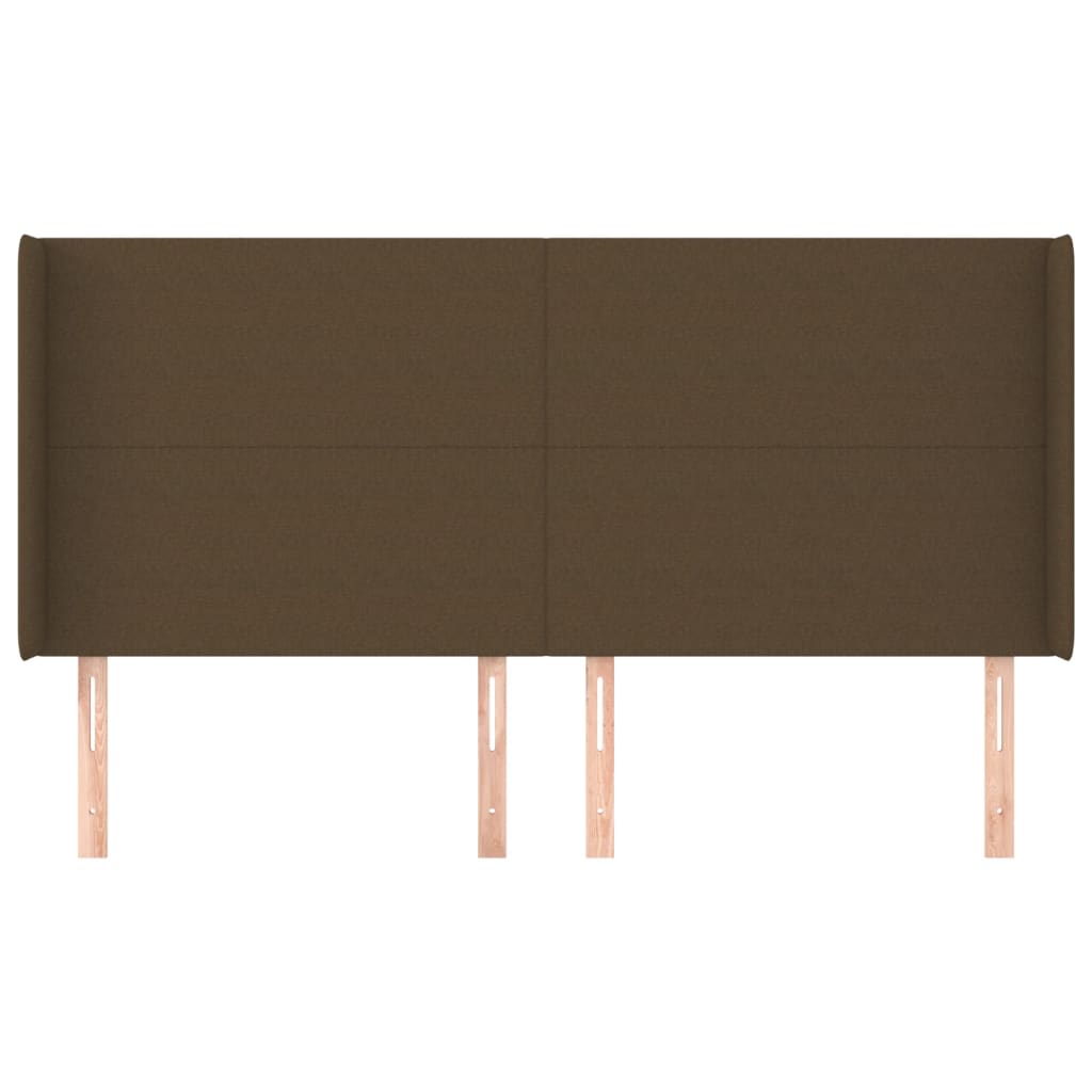Hoofdbord met randen 203x16x118/128 cm stof donkerbruin is nu te koop bij PeponiXL, paradijselijk wonen!