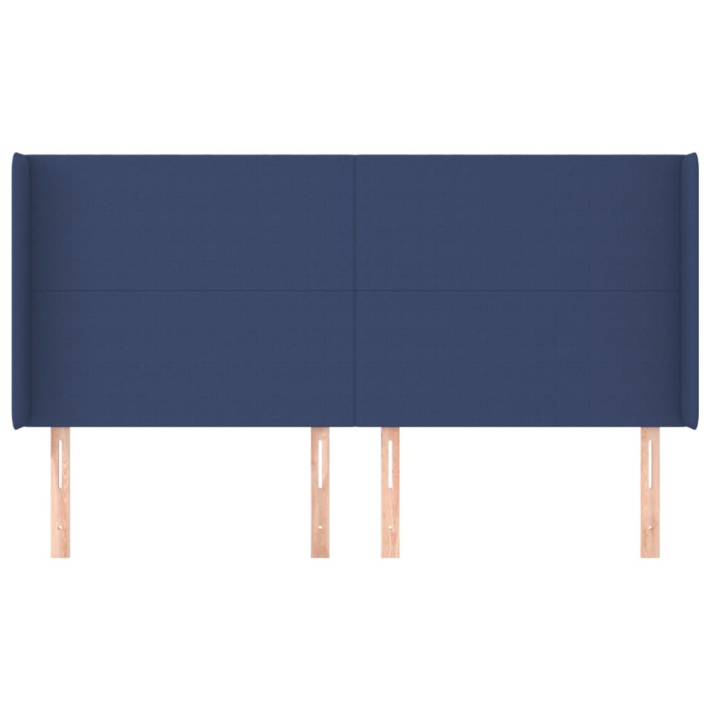 Hoofdbord met randen 203x16x118/128 cm stof blauw is nu te koop bij PeponiXL, paradijselijk wonen!