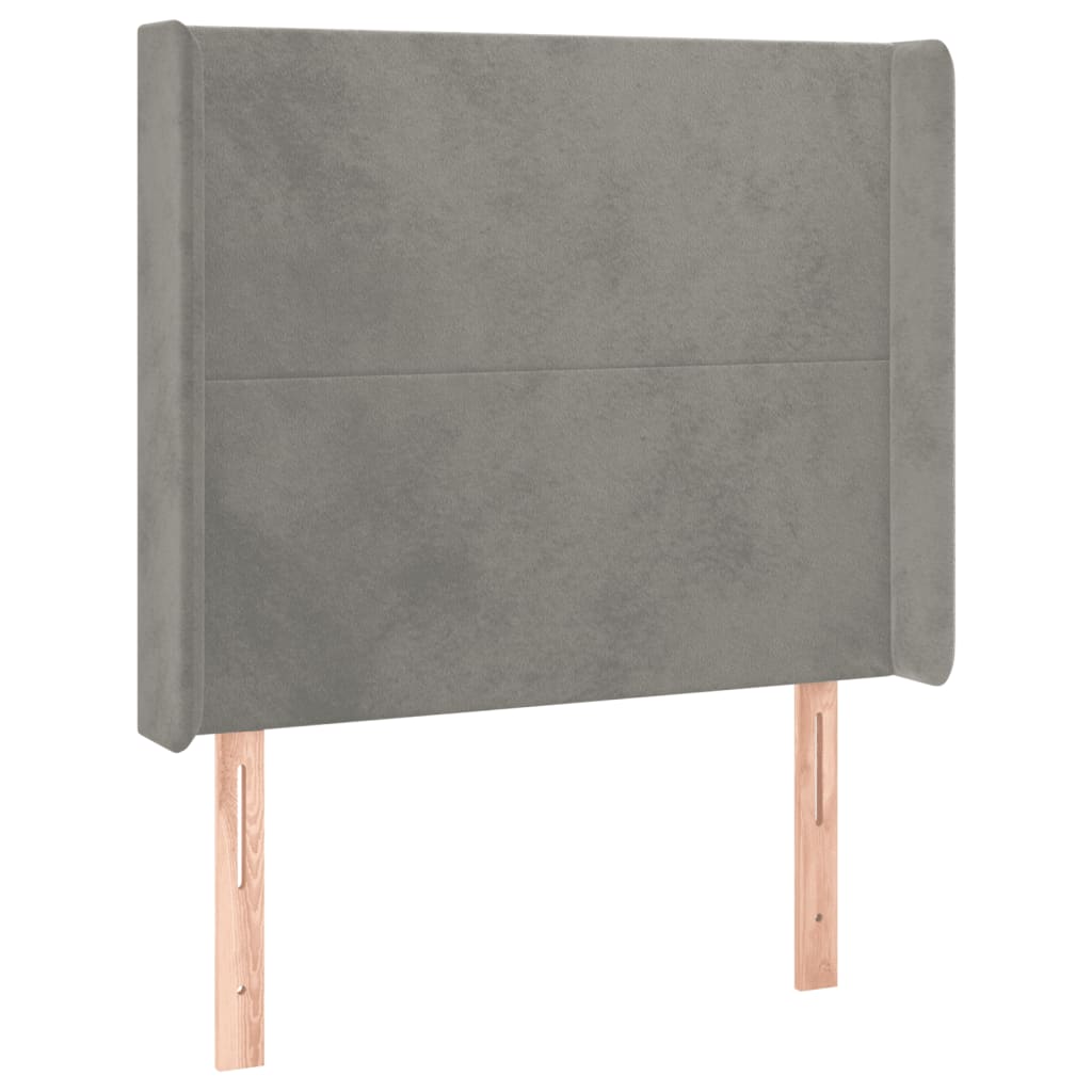 Hoofdbord met randen 83x16x118/128 cm fluweel lichtgrijs is nu te koop bij PeponiXL, paradijselijk wonen!