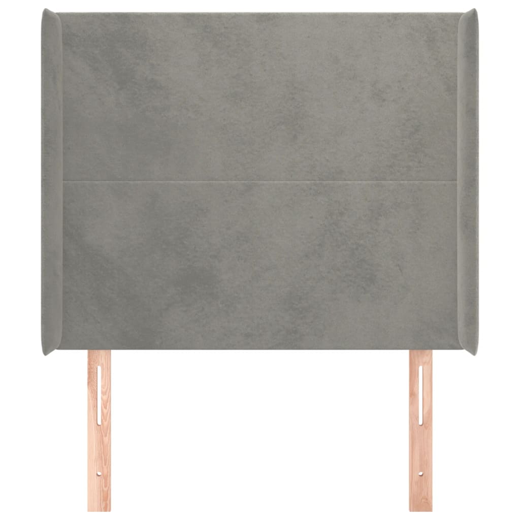 Hoofdbord met randen 83x16x118/128 cm fluweel lichtgrijs is nu te koop bij PeponiXL, paradijselijk wonen!
