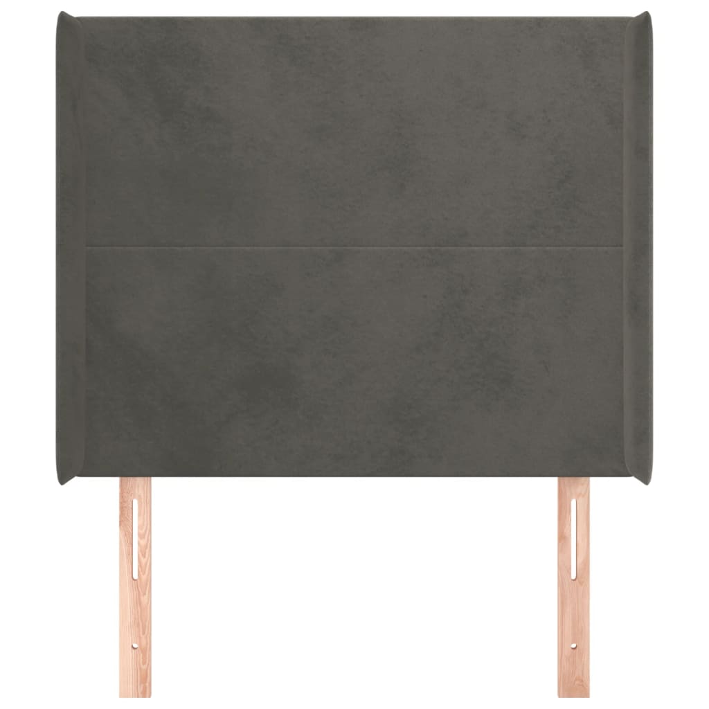 Hoofdbord met randen 83x16x118/128 cm fluweel donkergrijs is nu te koop bij PeponiXL, paradijselijk wonen!