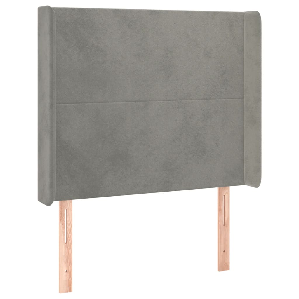 Hoofdbord met randen 93x16x118/128 cm fluweel lichtgrijs is nu te koop bij PeponiXL, paradijselijk wonen!