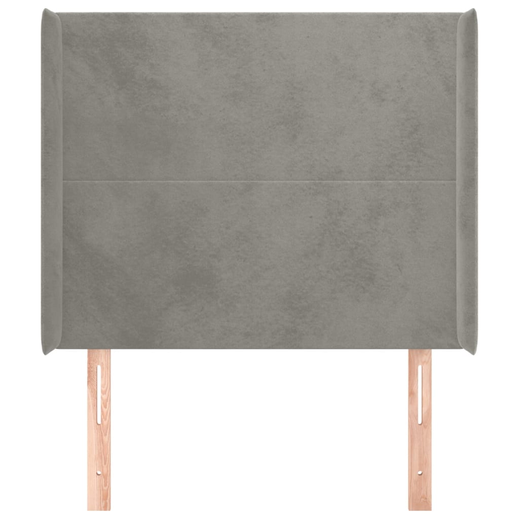 Hoofdbord met randen 93x16x118/128 cm fluweel lichtgrijs is nu te koop bij PeponiXL, paradijselijk wonen!