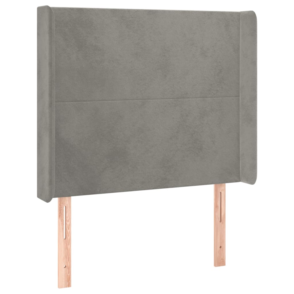 Hoofdbord met randen 103x16x118/128 cm fluweel lichtgrijs is nu te koop bij PeponiXL, paradijselijk wonen!