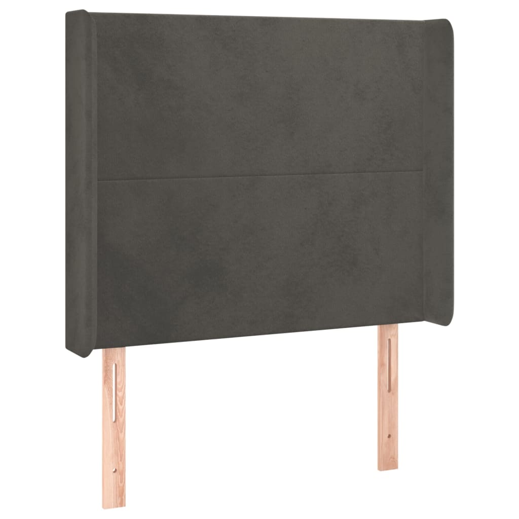Hoofdbord met randen 103x16x118/128 cm fluweel donkergrijs is nu te koop bij PeponiXL, paradijselijk wonen!