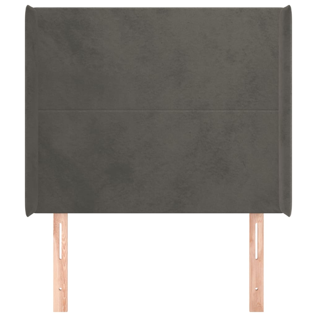Hoofdbord met randen 103x16x118/128 cm fluweel donkergrijs is nu te koop bij PeponiXL, paradijselijk wonen!