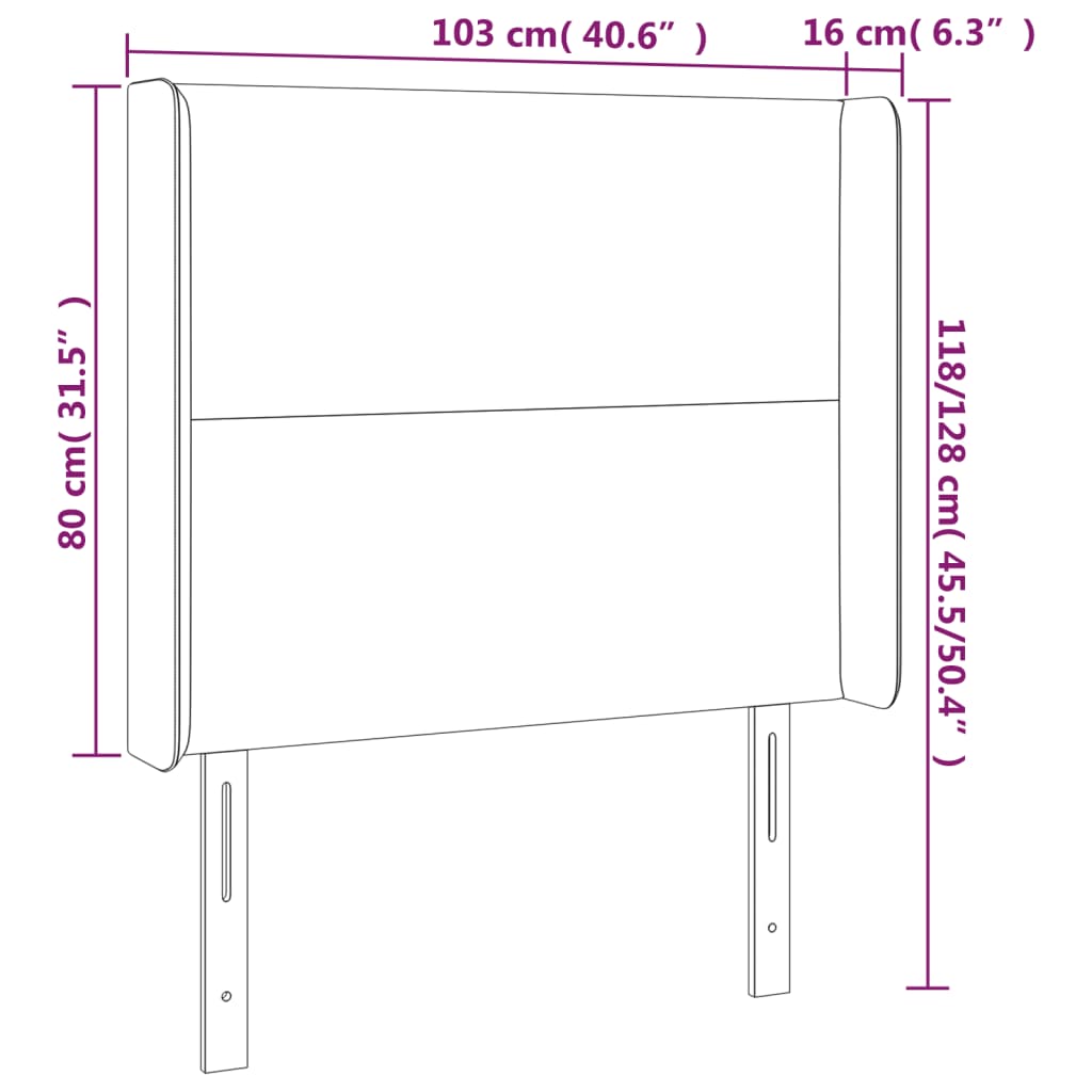 Hoofdbord met randen 103x16x118/128 cm fluweel donkergrijs is nu te koop bij PeponiXL, paradijselijk wonen!