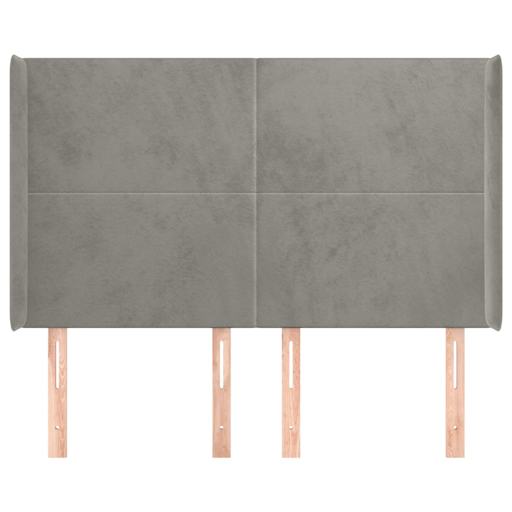 Hoofdbord met randen 147x16x118/128 cm fluweel lichtgrijs is nu te koop bij PeponiXL, paradijselijk wonen!