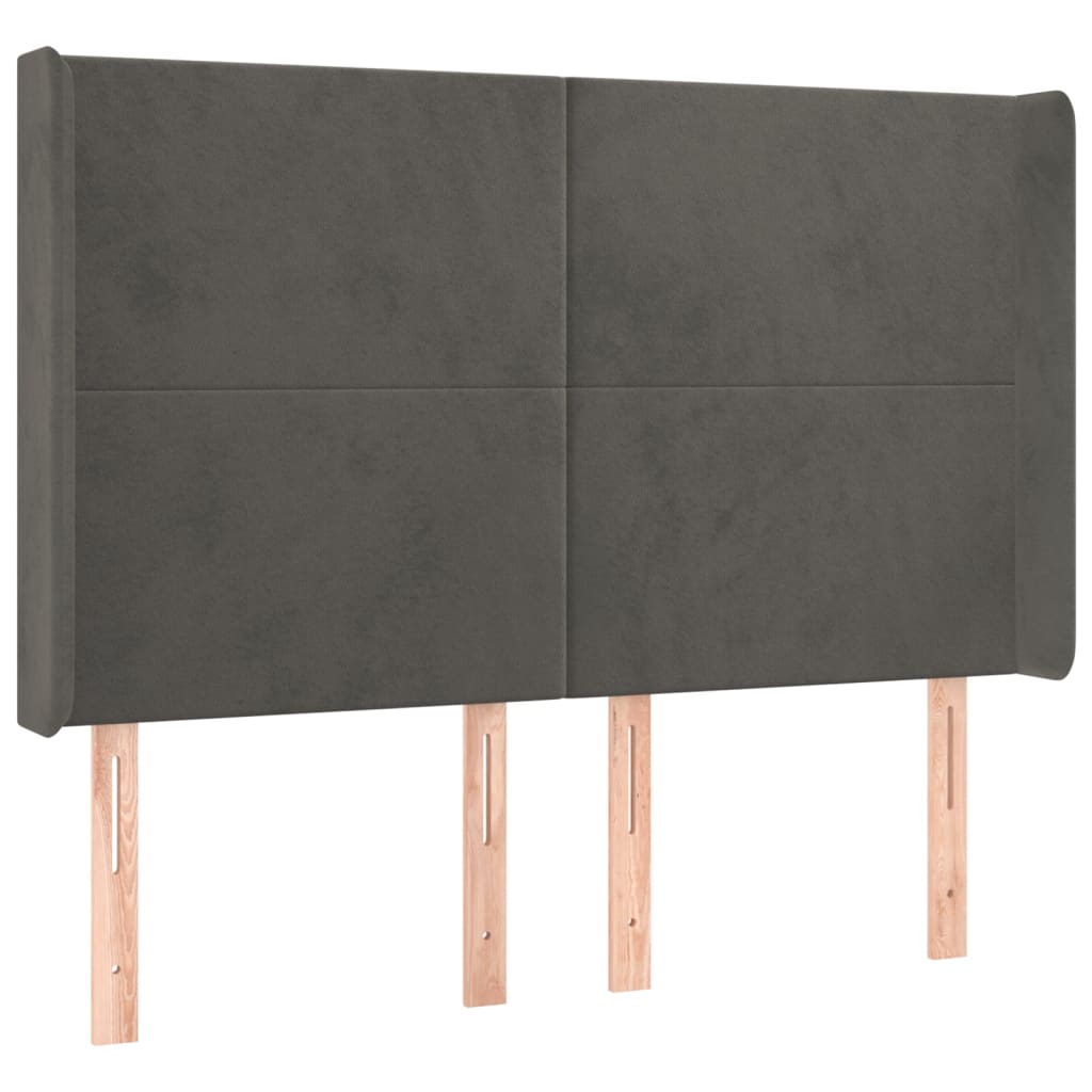 Hoofdbord met randen 147x16x118/128 cm fluweel donkergrijs is nu te koop bij PeponiXL, paradijselijk wonen!