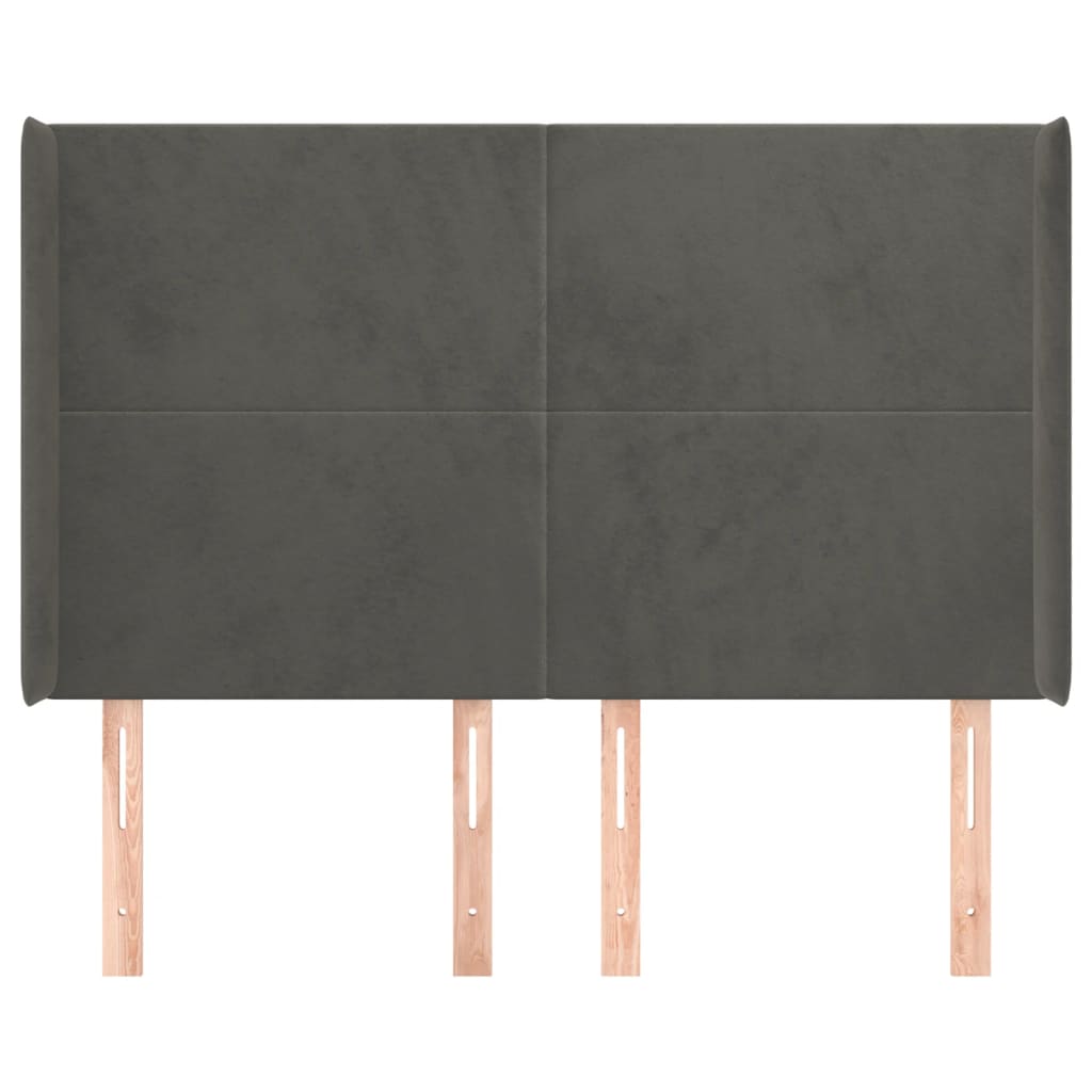 Hoofdbord met randen 147x16x118/128 cm fluweel donkergrijs is nu te koop bij PeponiXL, paradijselijk wonen!