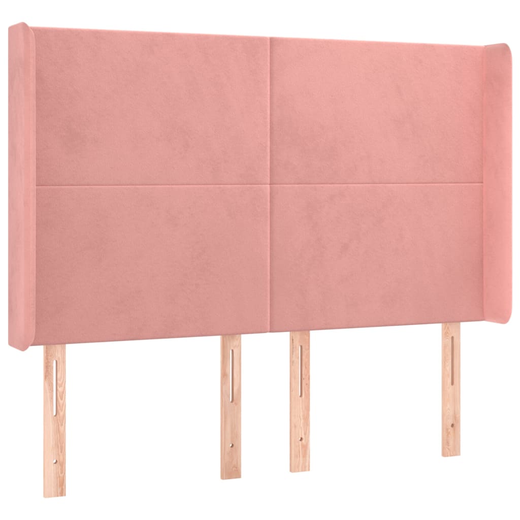 Hoofdbord met randen 147x16x118/128 cm fluweel roze is nu te koop bij PeponiXL, paradijselijk wonen!