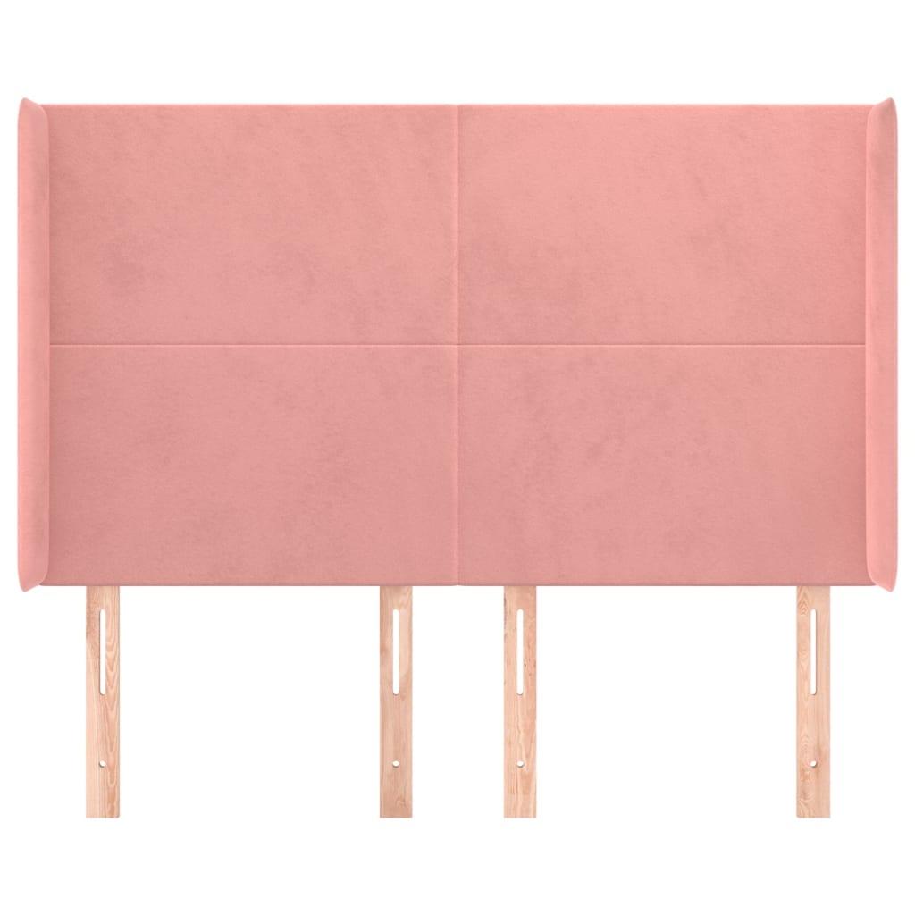 Hoofdbord met randen 147x16x118/128 cm fluweel roze is nu te koop bij PeponiXL, paradijselijk wonen!