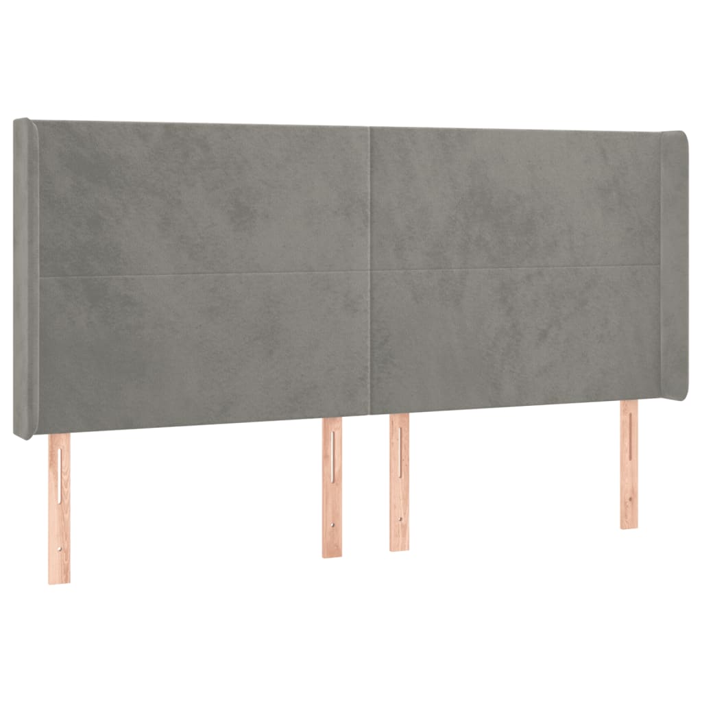 Hoofdbord met randen 163x16x118/128 cm fluweel lichtgrijs is nu te koop bij PeponiXL, paradijselijk wonen!