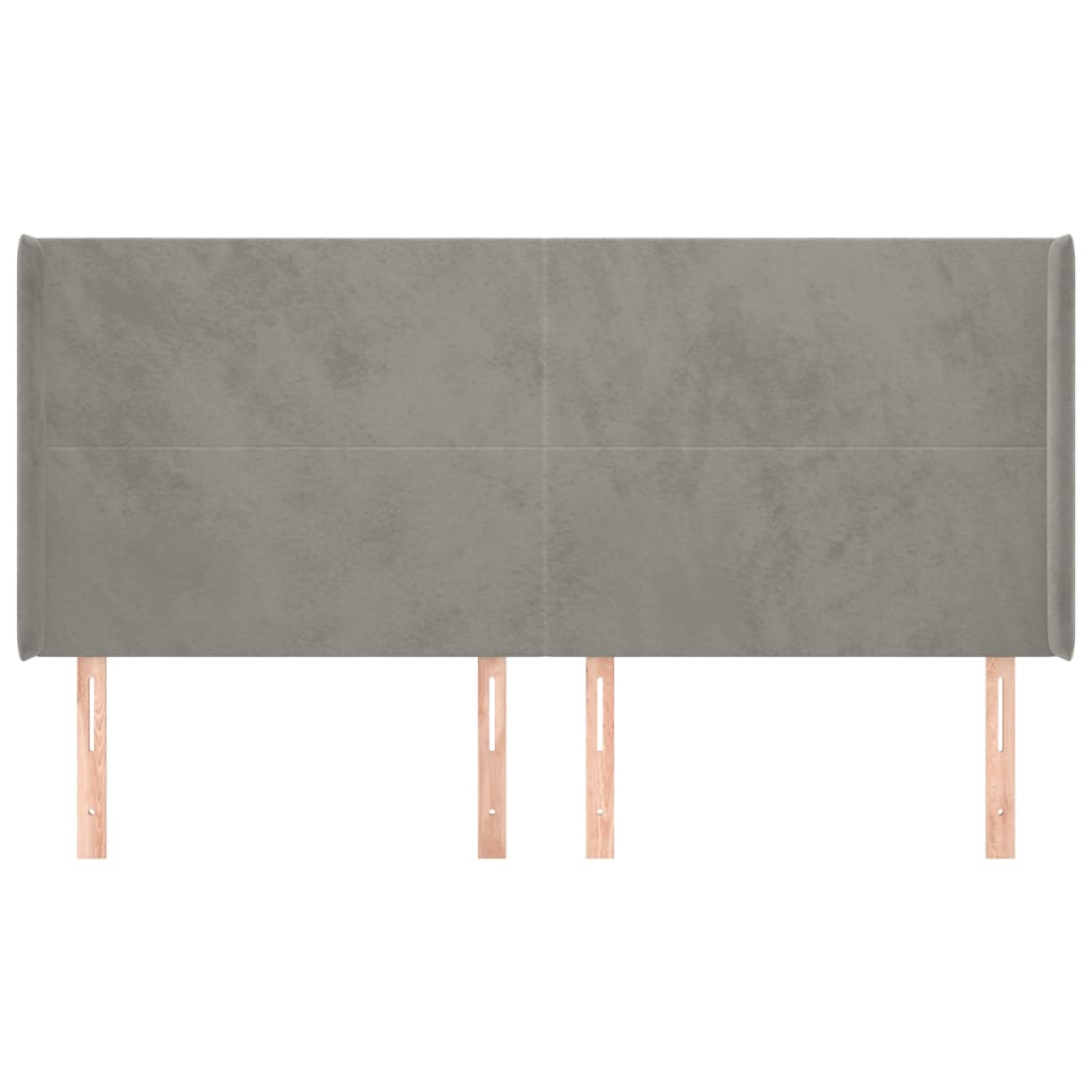 Hoofdbord met randen 163x16x118/128 cm fluweel lichtgrijs is nu te koop bij PeponiXL, paradijselijk wonen!