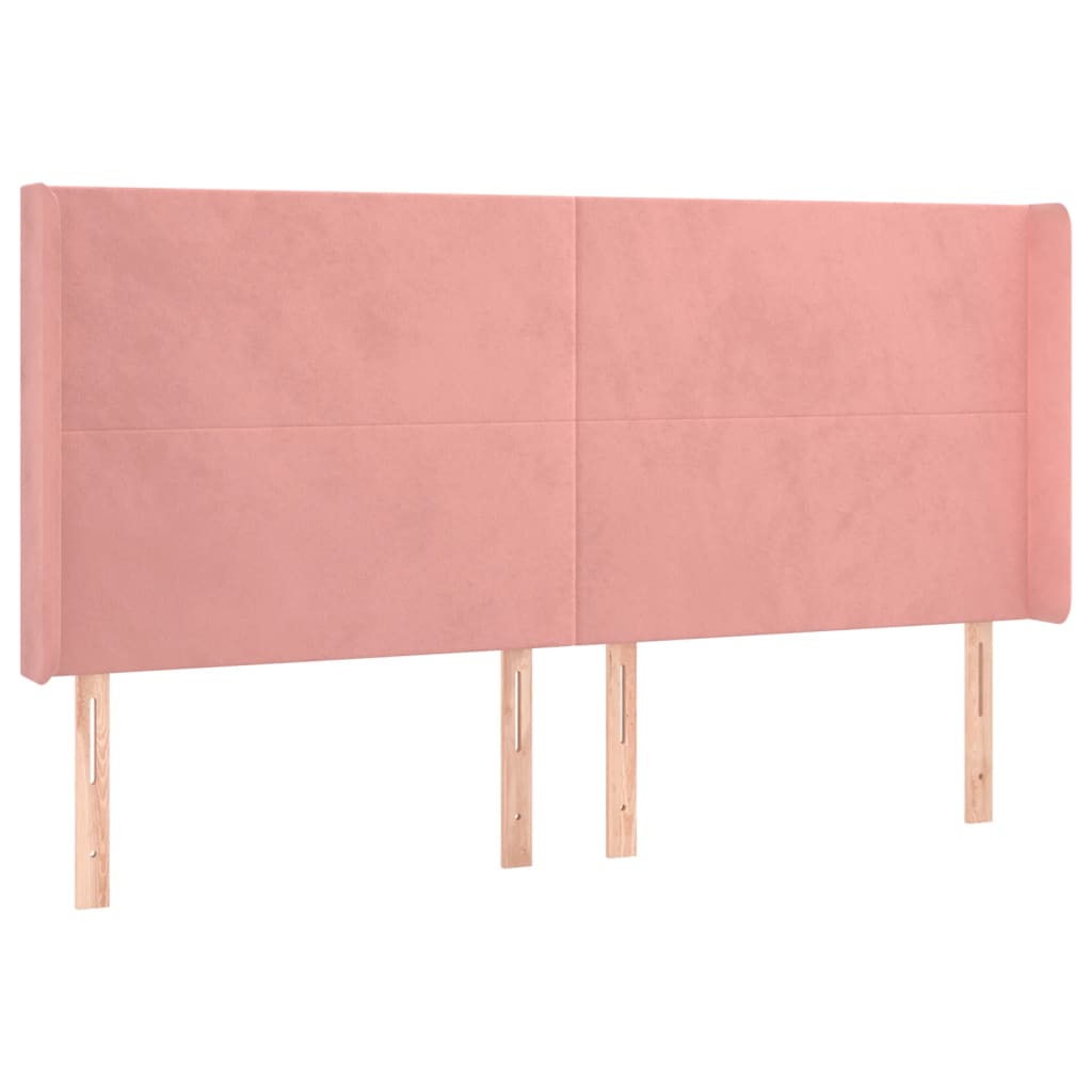 Hoofdbord met randen 163x16x118/128 cm fluweel roze is nu te koop bij PeponiXL, paradijselijk wonen!