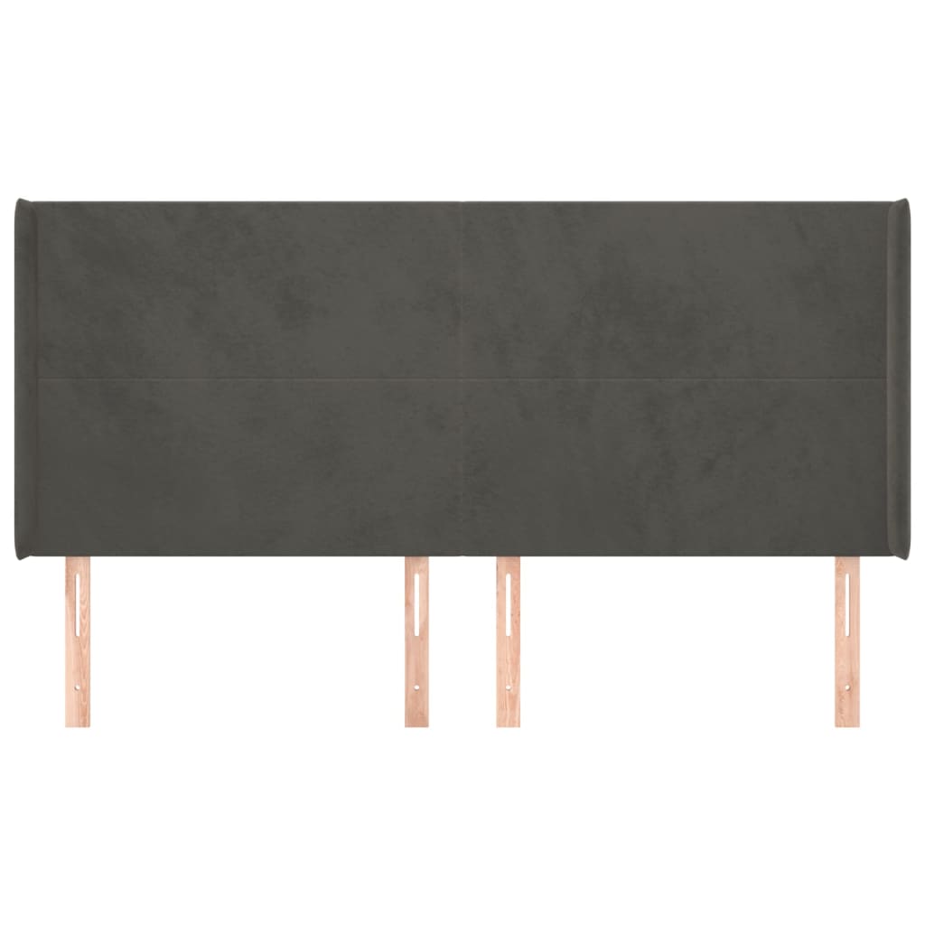 Hoofdbord met randen 183x16x118/128 cm fluweel donkergrijs is nu te koop bij PeponiXL, paradijselijk wonen!