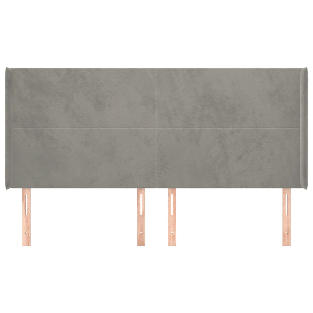 Hoofdbord met randen 203x16x118/128 cm fluweel lichtgrijs is nu te koop bij PeponiXL, paradijselijk wonen!