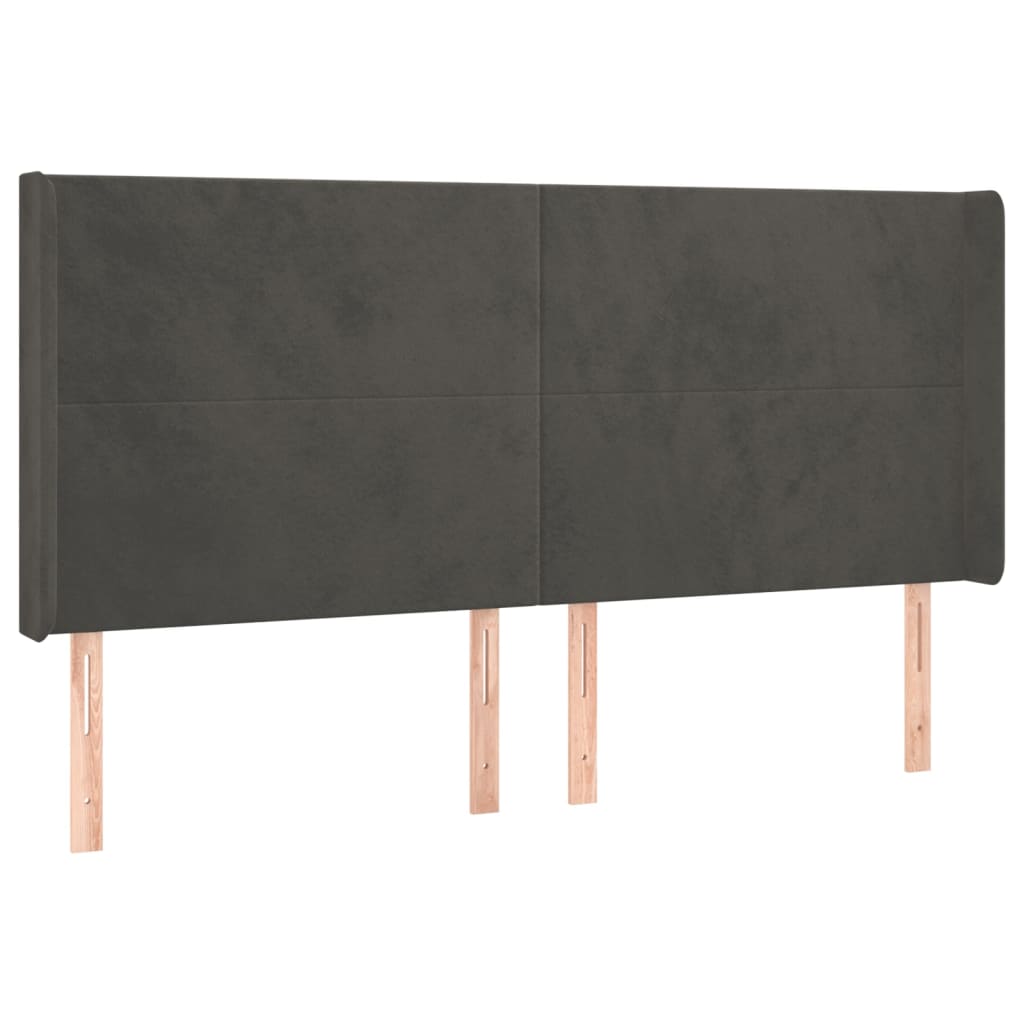 Hoofdbord met randen 203x16x118/128 cm fluweel donkergrijs is nu te koop bij PeponiXL, paradijselijk wonen!