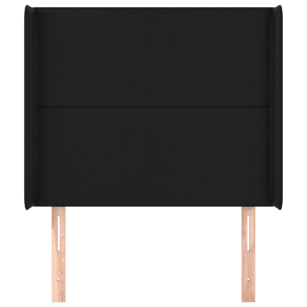 Hoofdbord met randen 83x16x118/128 cm kunstleer zwart is nu te koop bij PeponiXL, paradijselijk wonen!