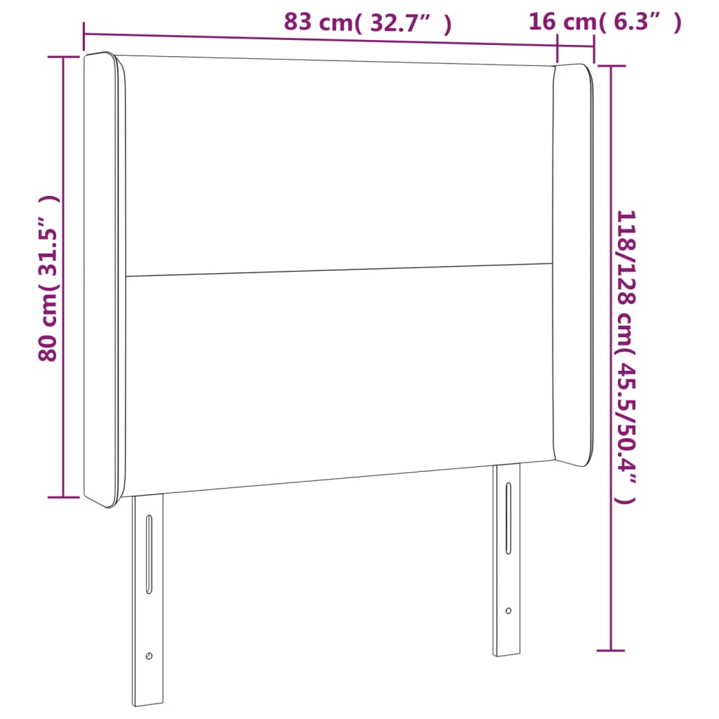 Hoofdbord met randen 83x16x118/128 cm kunstleer grijs is nu te koop bij PeponiXL, paradijselijk wonen!