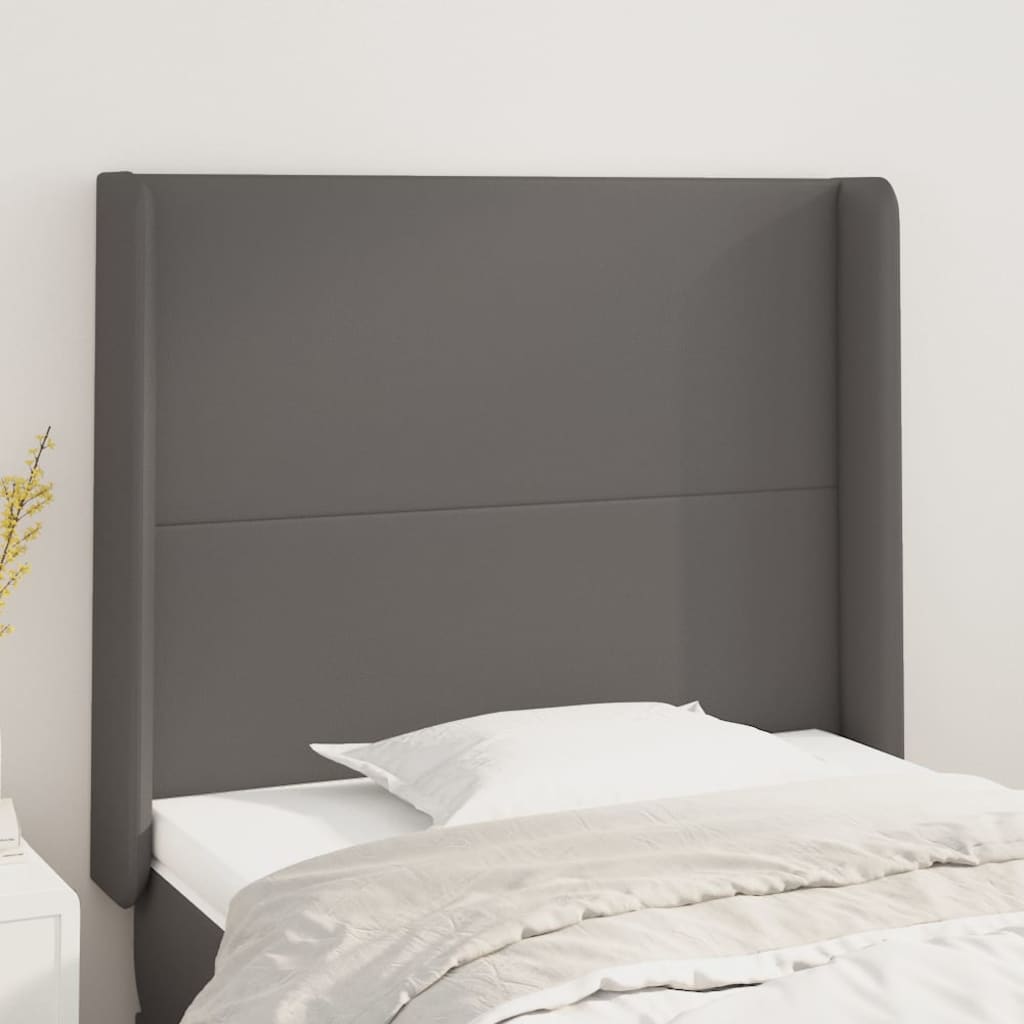 Hoofdbord met randen 83x16x118/128 cm kunstleer grijs is nu te koop bij PeponiXL, paradijselijk wonen!