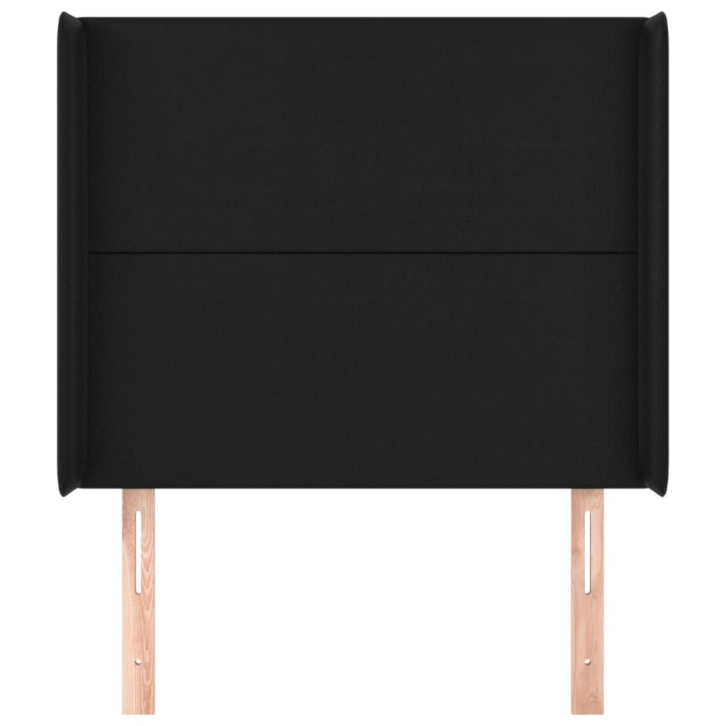 Hoofdbord met randen 93x16x118/128 cm kunstleer zwart is nu te koop bij PeponiXL, paradijselijk wonen!