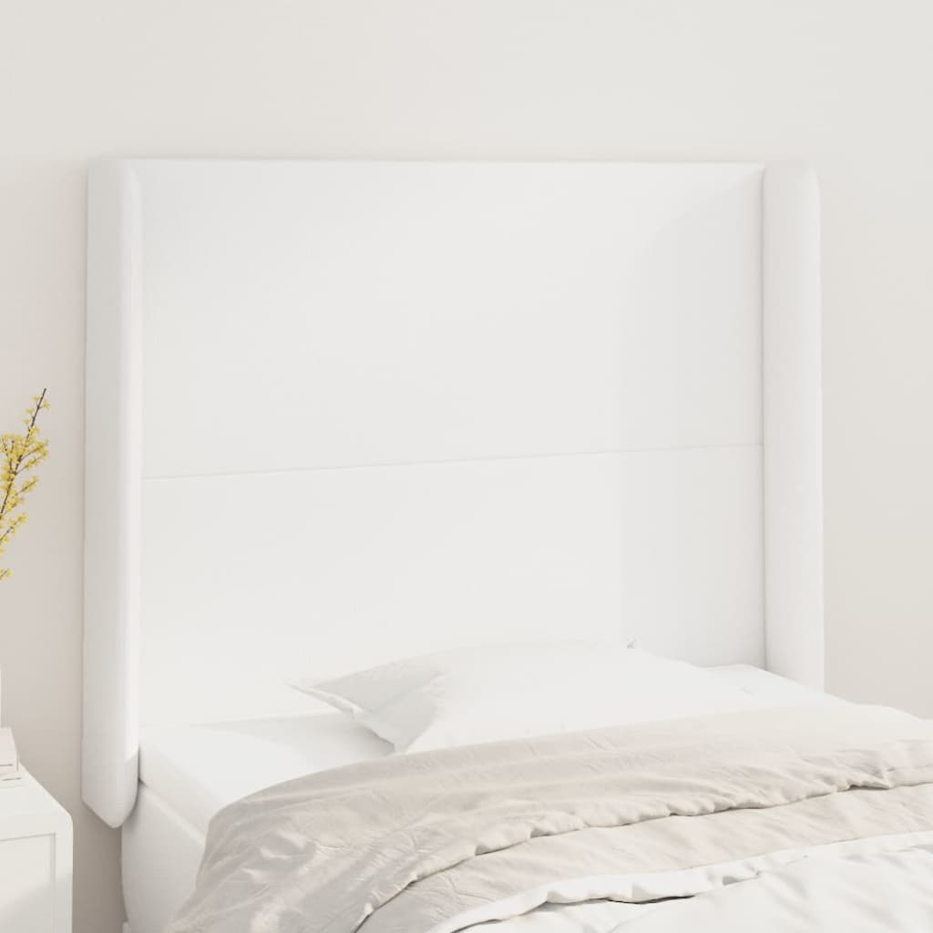 Hoofdbord met randen 93x16x118/128 cm kunstleer wit is nu te koop bij PeponiXL, paradijselijk wonen!