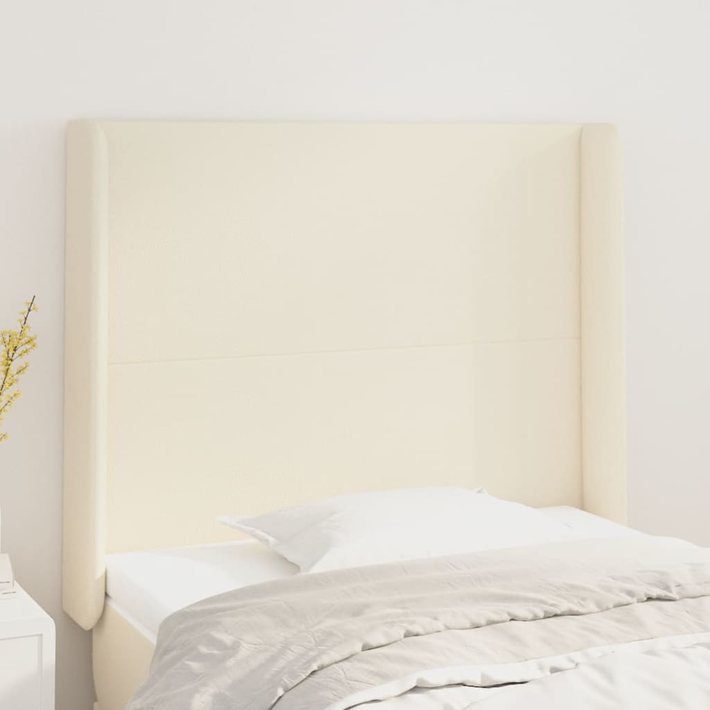 Hoofdbord met randen 93x16x118/128 cm kunstleer crèmekleurig is nu te koop bij PeponiXL, paradijselijk wonen!