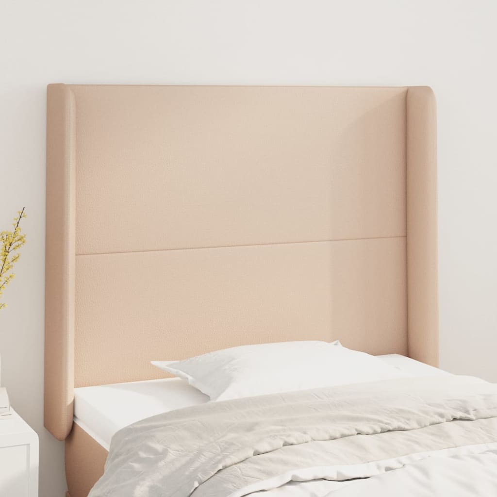 Hoofdbord met randen 103x16x118/128cm kunstleer cappuccinokleur is nu te koop bij PeponiXL, paradijselijk wonen!