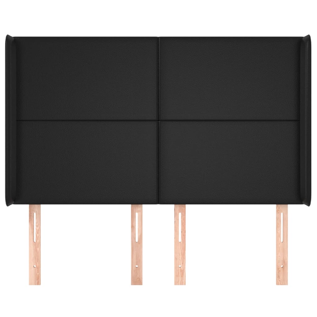 Hoofdbord met randen 147x16x118/128 cm kunstleer zwart is nu te koop bij PeponiXL, paradijselijk wonen!