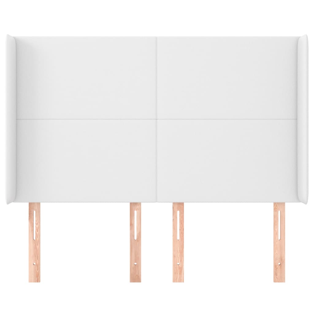 Hoofdbord met randen 147x16x118/128 cm kunstleer wit is nu te koop bij PeponiXL, paradijselijk wonen!