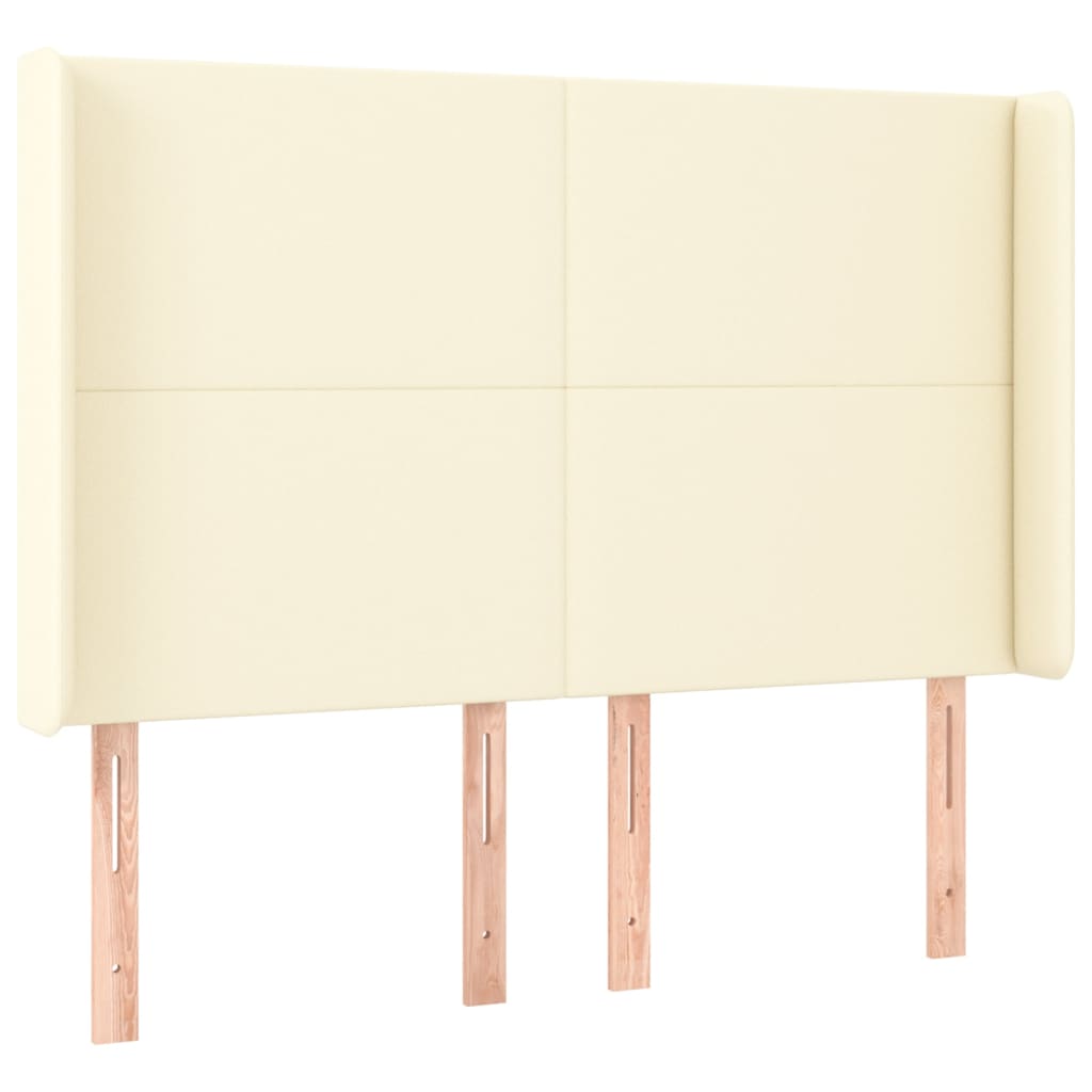Hoofdbord met randen 147x16x118/128 cm kunstleer crèmekleurig is nu te koop bij PeponiXL, paradijselijk wonen!