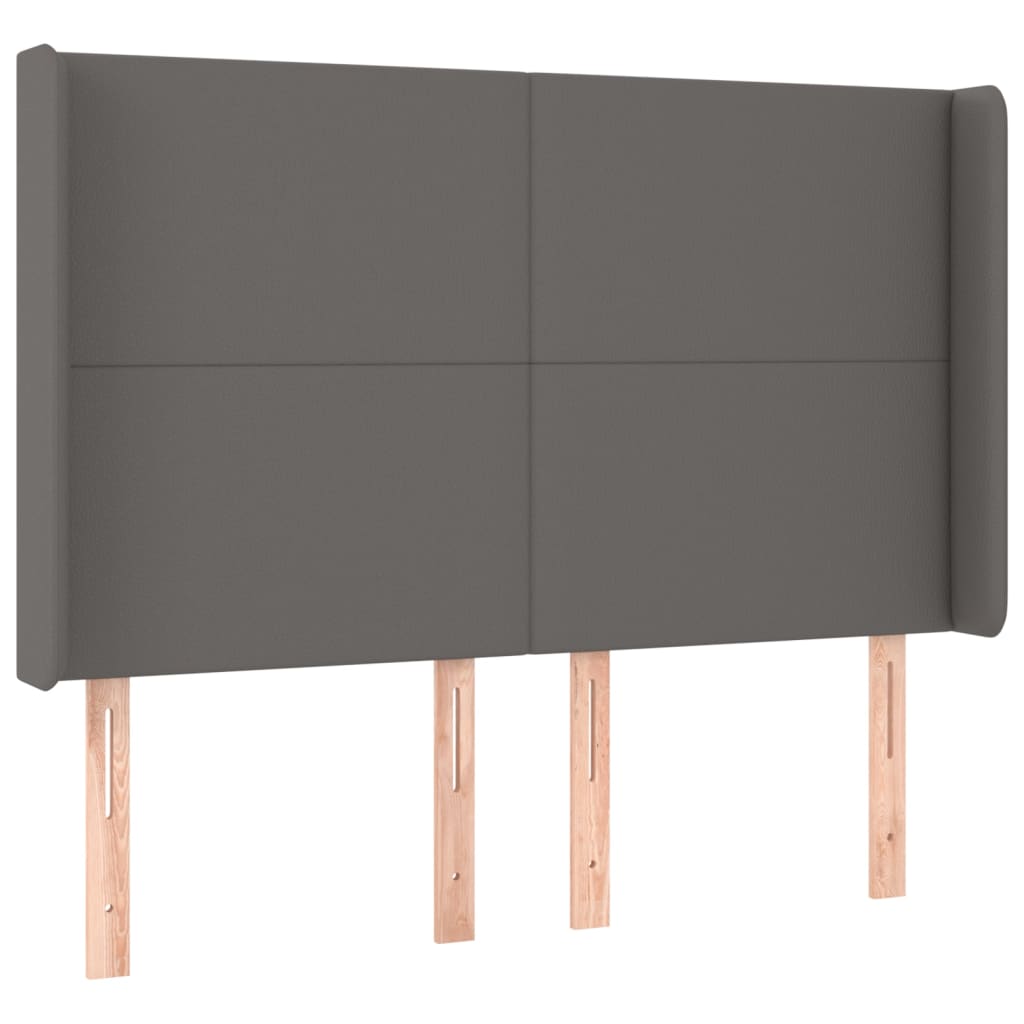 Hoofdbord met randen 147x16x118/128 cm kunstleer grijs is nu te koop bij PeponiXL, paradijselijk wonen!