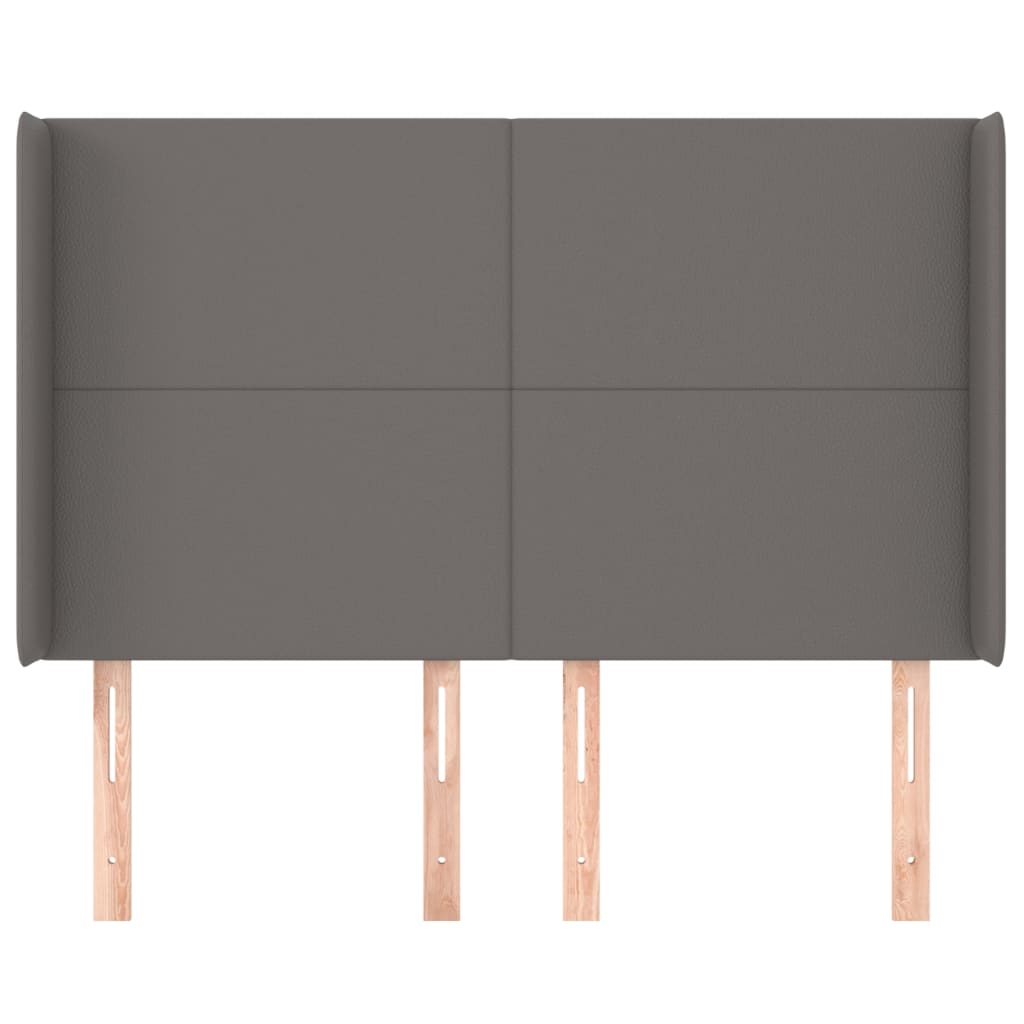 Hoofdbord met randen 147x16x118/128 cm kunstleer grijs is nu te koop bij PeponiXL, paradijselijk wonen!