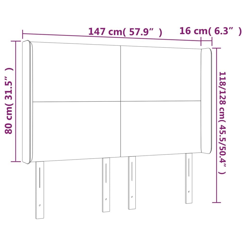 Hoofdbord met randen 147x16x118/128 cm kunstleer grijs is nu te koop bij PeponiXL, paradijselijk wonen!