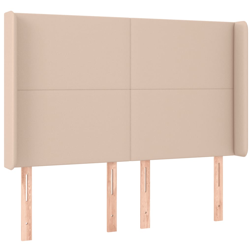 Hoofdbord met randen 147x16x118/128cm kunstleer cappuccinokleur is nu te koop bij PeponiXL, paradijselijk wonen!