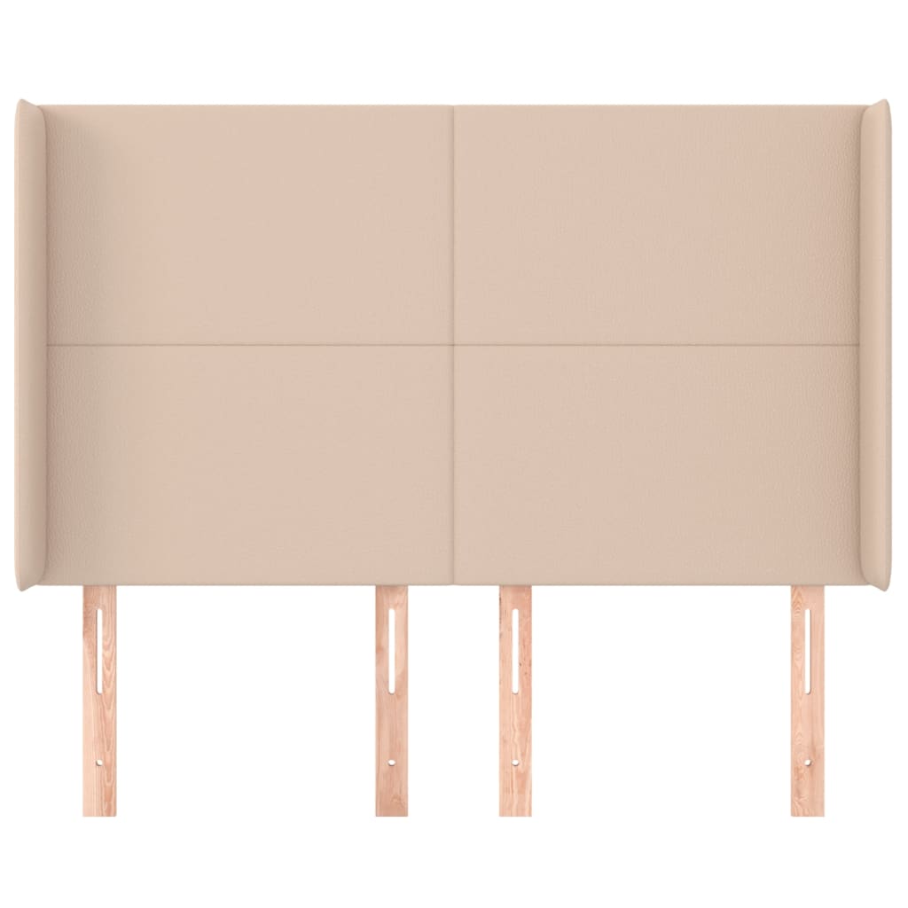 Hoofdbord met randen 147x16x118/128cm kunstleer cappuccinokleur is nu te koop bij PeponiXL, paradijselijk wonen!
