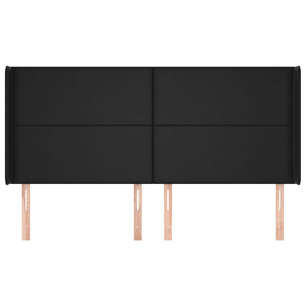 Hoofdbord met randen 163x16x118/128 cm kunstleer zwart is nu te koop bij PeponiXL, paradijselijk wonen!