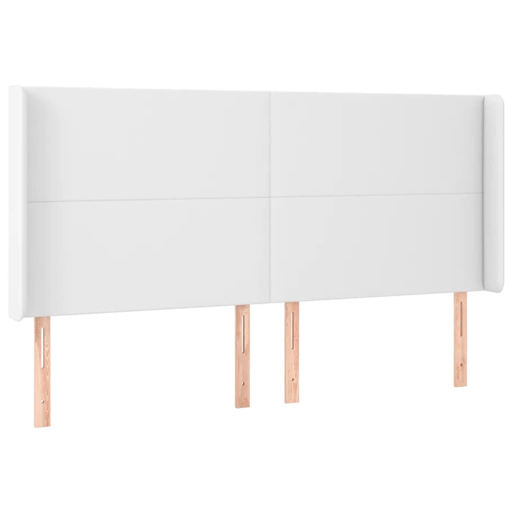 Hoofdbord met randen 183x16x118/128 cm kunstleer wit is nu te koop bij PeponiXL, paradijselijk wonen!