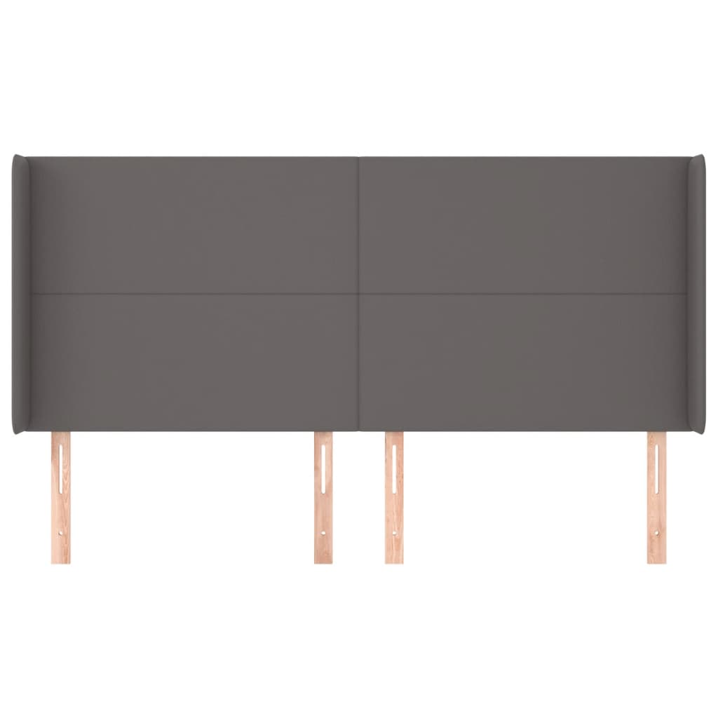 Hoofdbord met randen 183x16x118/128 cm kunstleer grijs is nu te koop bij PeponiXL, paradijselijk wonen!