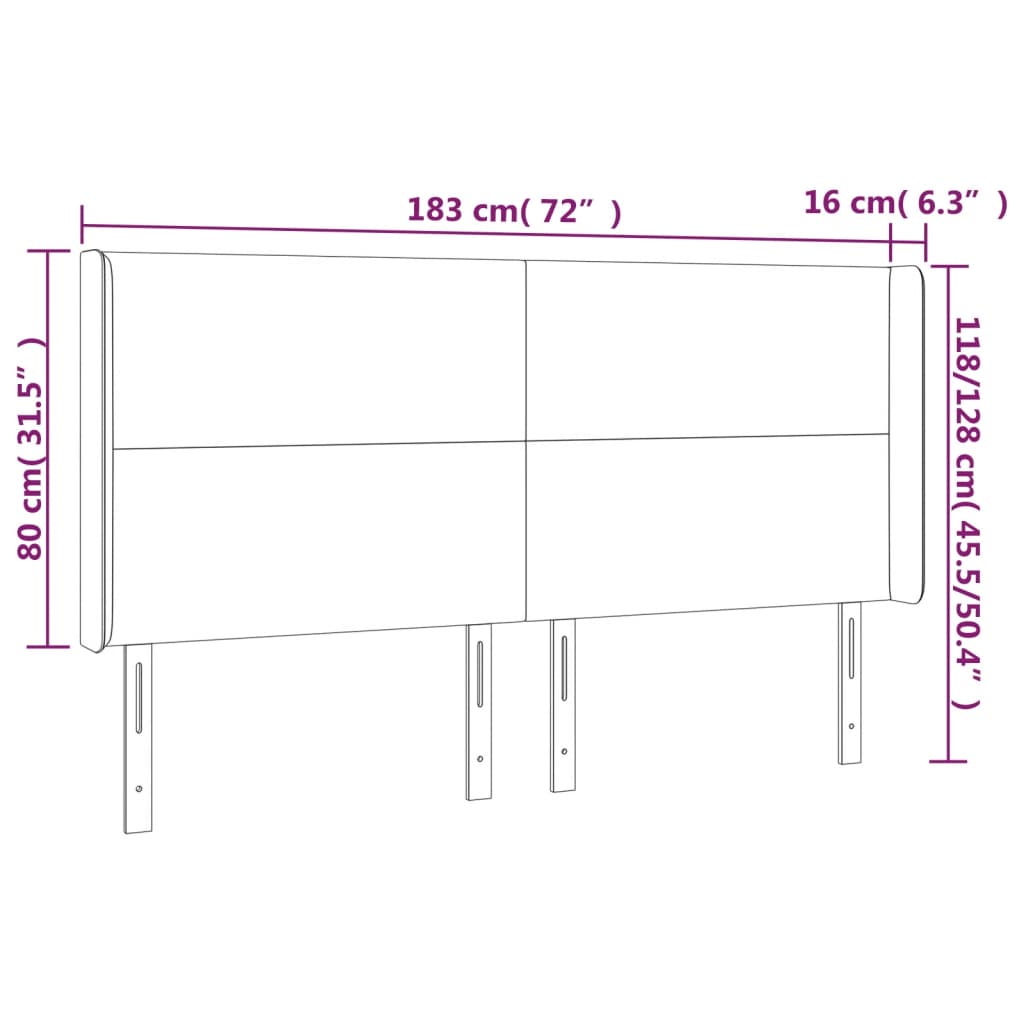 Hoofdbord met randen 183x16x118/128cm kunstleer cappuccinokleur is nu te koop bij PeponiXL, paradijselijk wonen!