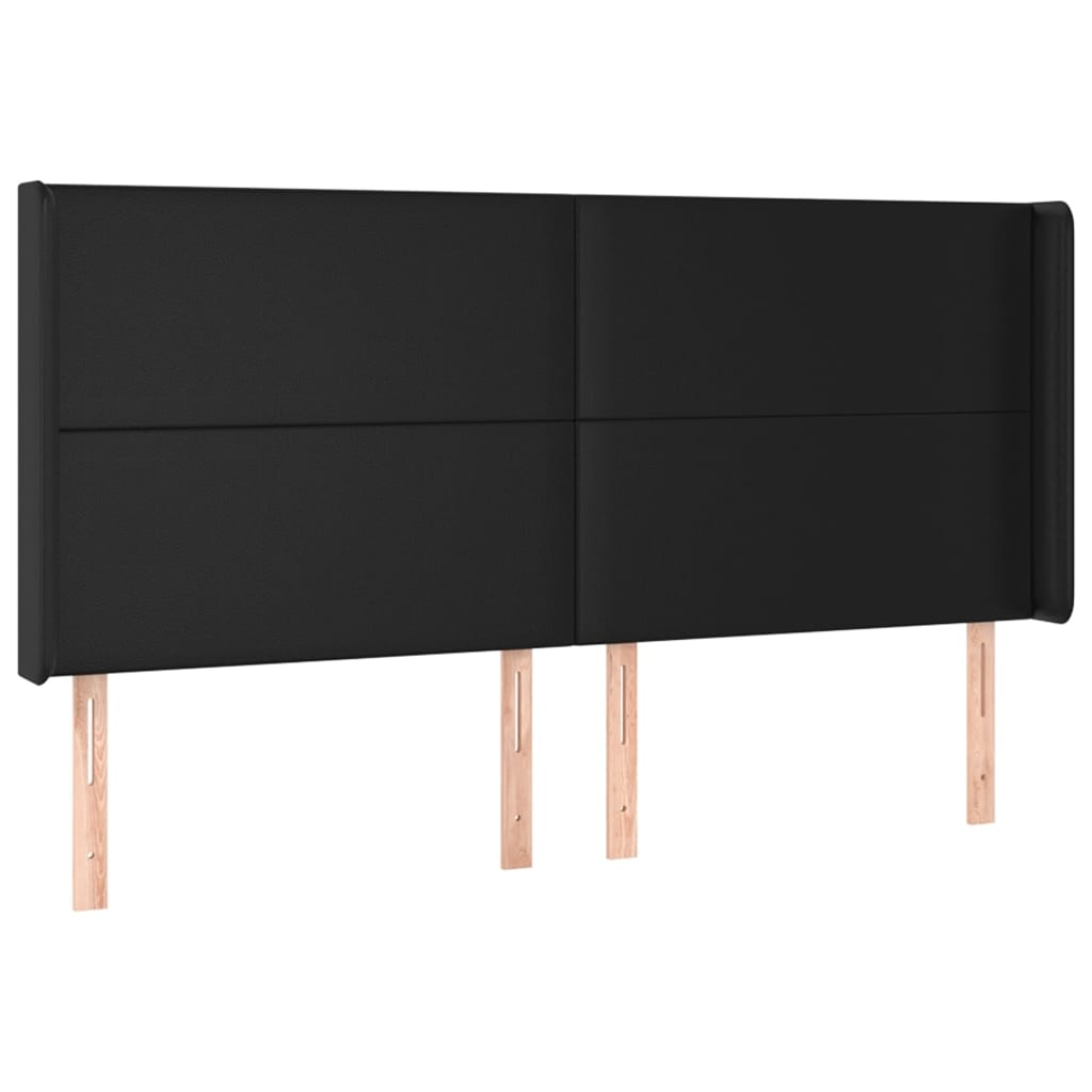 Hoofdbord met randen 203x16x118/128 cm kunstleer zwart is nu te koop bij PeponiXL, paradijselijk wonen!