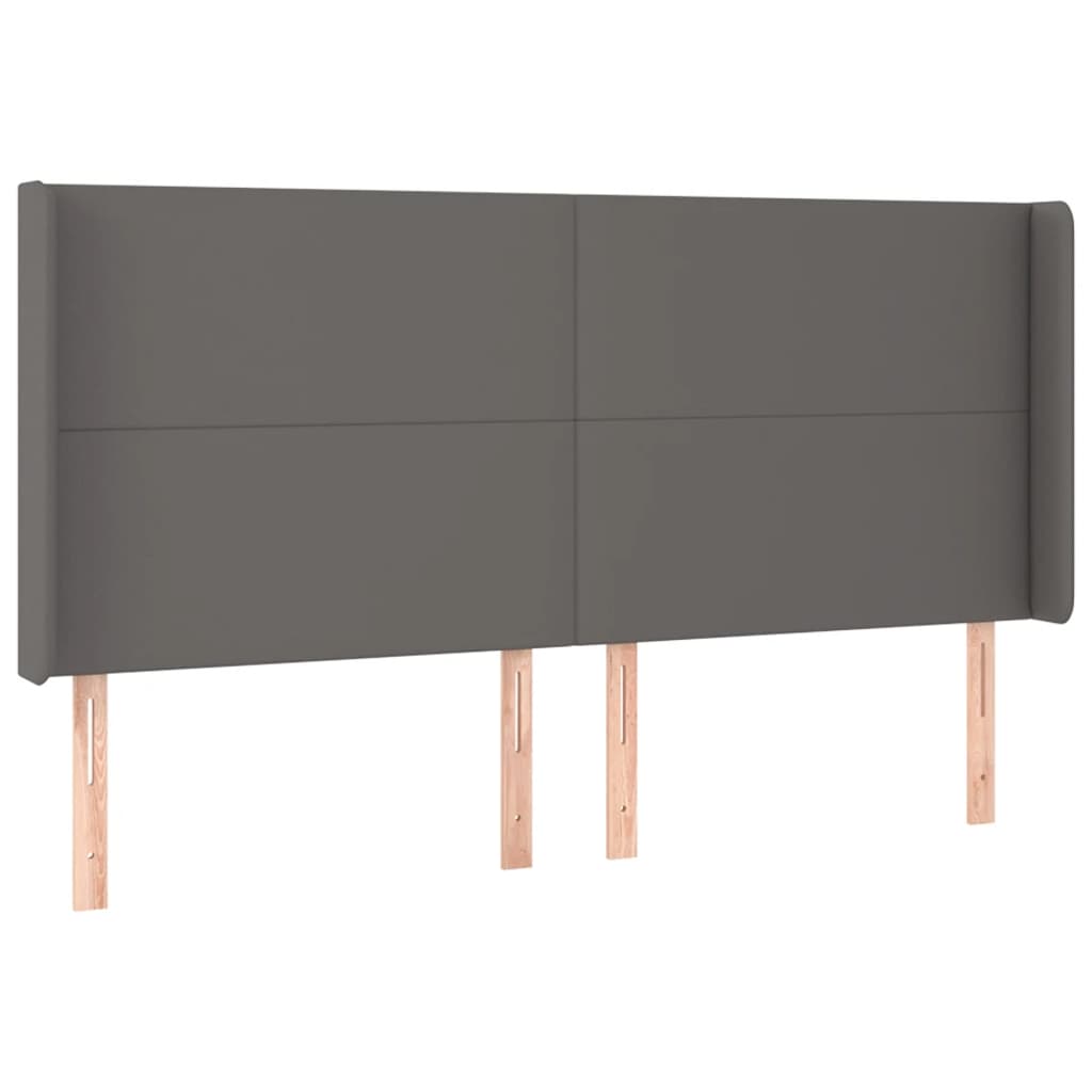 Hoofdbord met randen 203x16x118/128 cm kunstleer grijs is nu te koop bij PeponiXL, paradijselijk wonen!