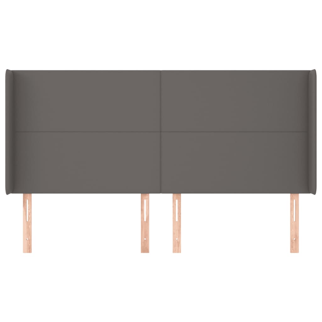 Hoofdbord met randen 203x16x118/128 cm kunstleer grijs is nu te koop bij PeponiXL, paradijselijk wonen!
