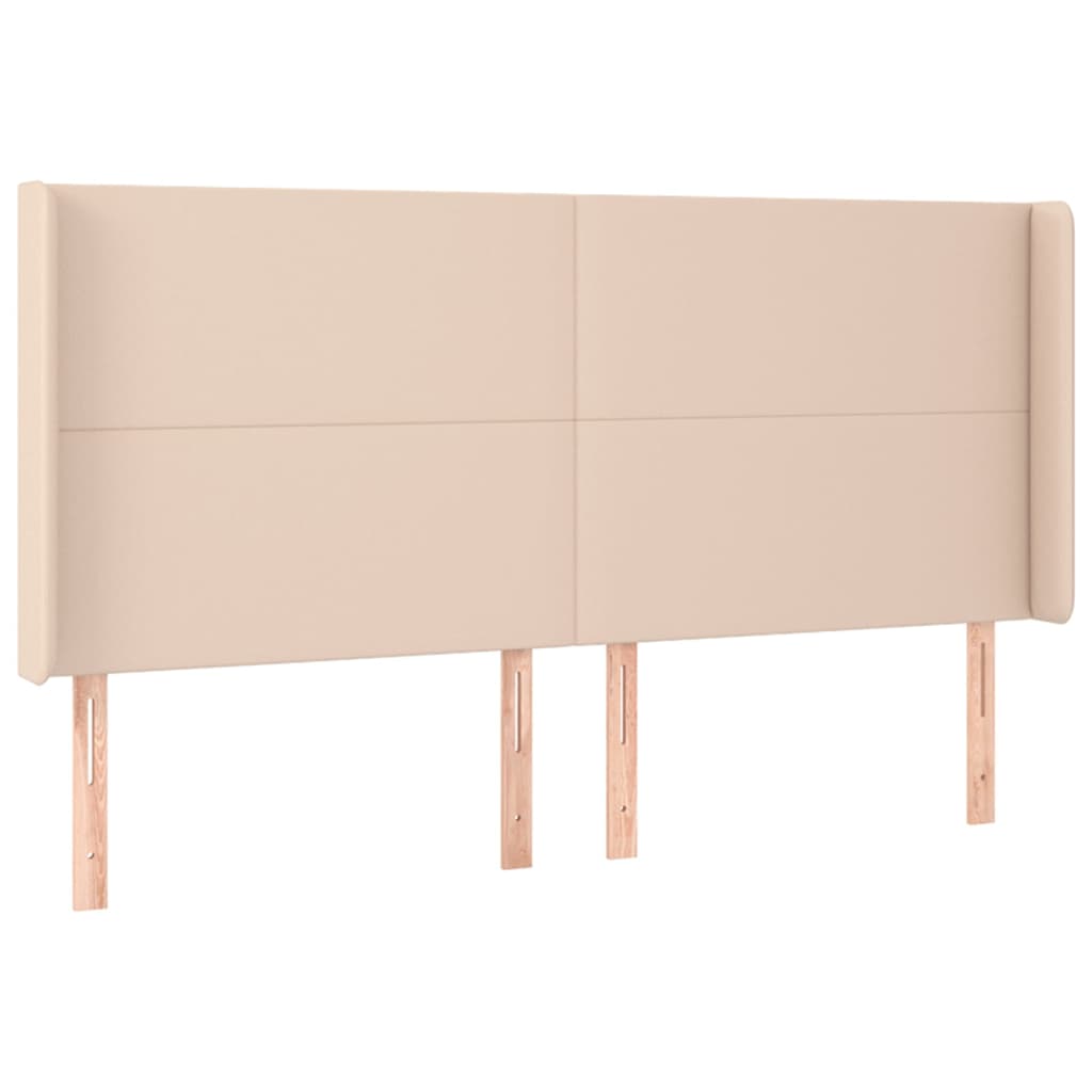 Hoofdbord met randen 203x16x118/128cm kunstleer cappuccinokleur is nu te koop bij PeponiXL, paradijselijk wonen!