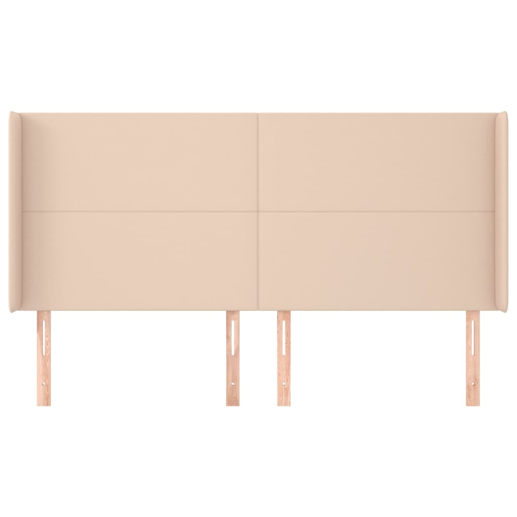Hoofdbord met randen 203x16x118/128cm kunstleer cappuccinokleur is nu te koop bij PeponiXL, paradijselijk wonen!