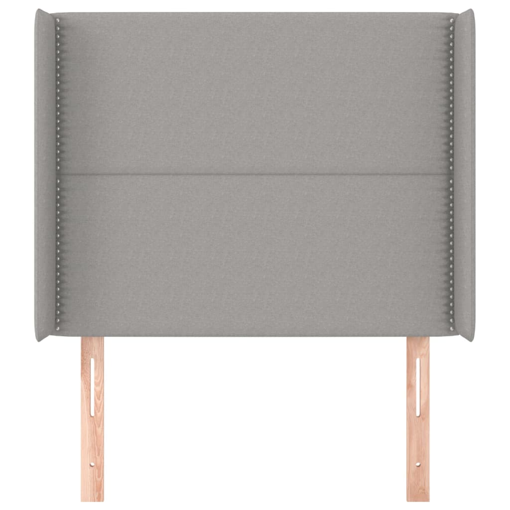 Hoofdbord met randen 93x16x118/128 cm stof lichtgrijs is nu te koop bij PeponiXL, paradijselijk wonen!